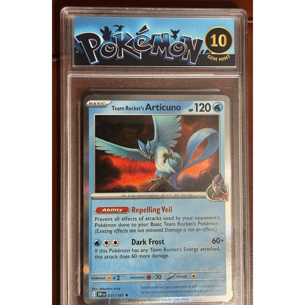GEM MINT 10 Team Rocket's Articuno 051/182 Holo Pokemon Destined Rivals